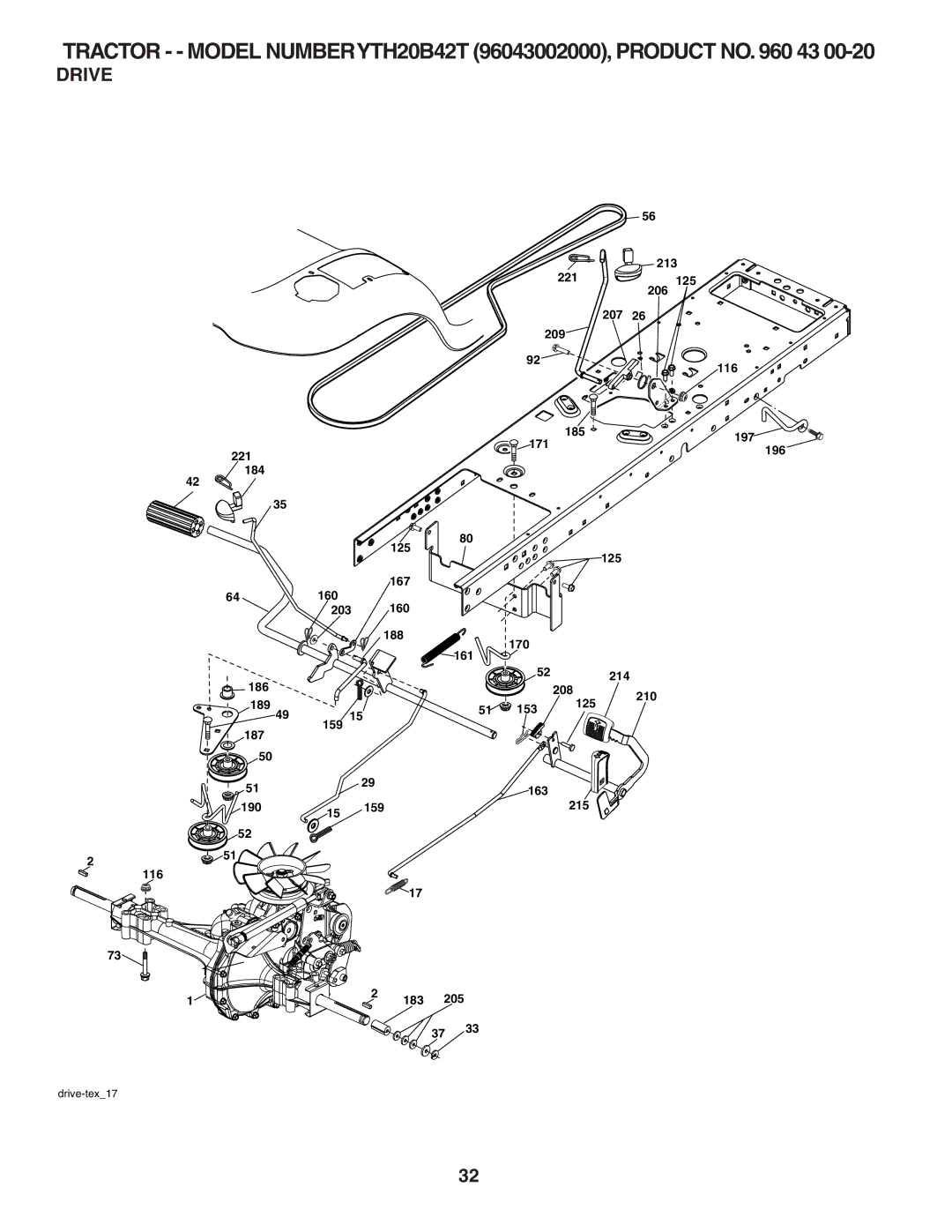 Husqvarna YTH20B42T owner manual Drive 