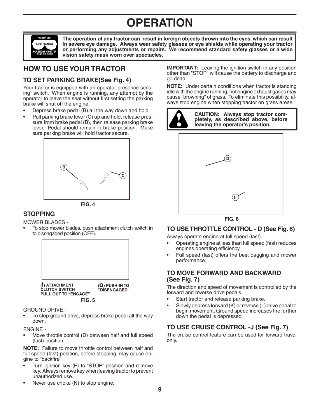 Husqvarna YTH20B42T owner manual HOW to USE Your Tractor, Stopping 