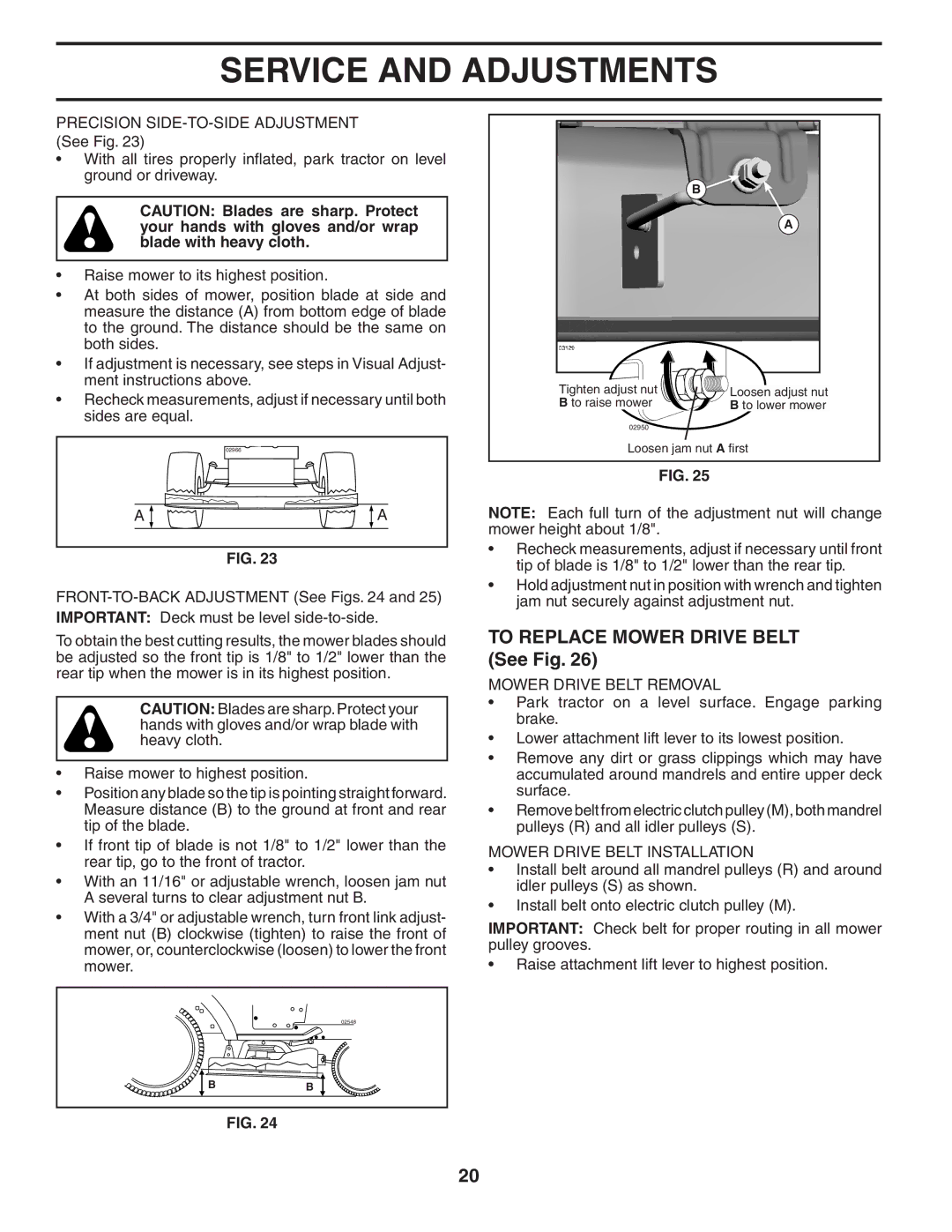 Husqvarna YTH20F42T To Replace Mower Drive Belt See Fig, Mower Drive Belt Removal, Mower Drive Belt Installation 