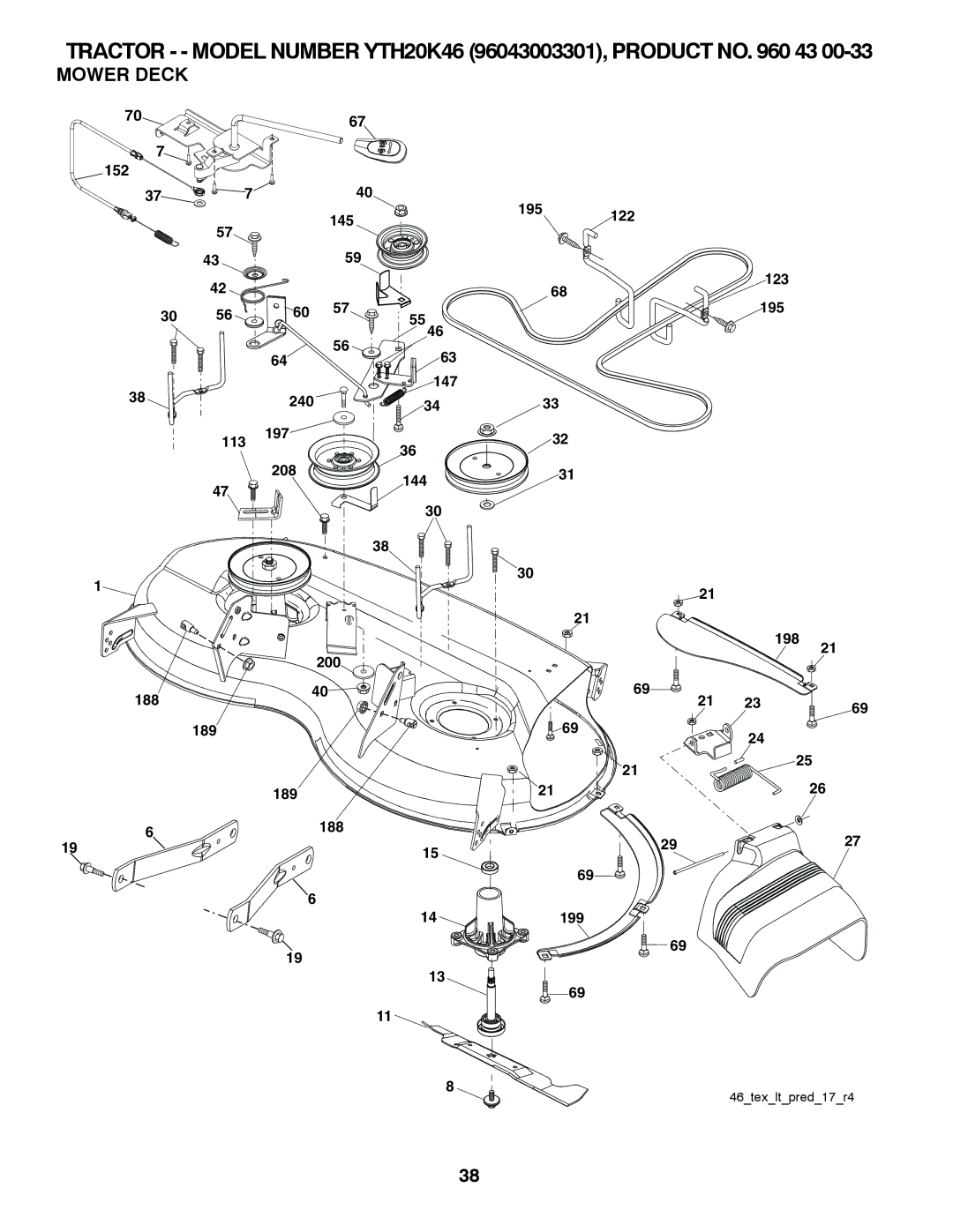 Husqvarna YTH20K46 owner manual Mower Deck 