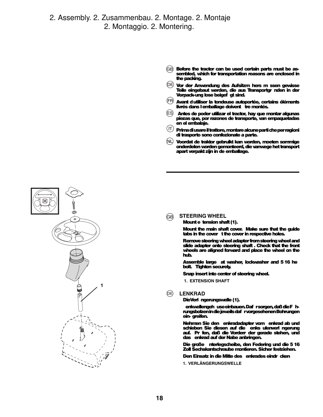 Husqvarna YTH210XP instruction manual Steering Wheel, Lenkrad 