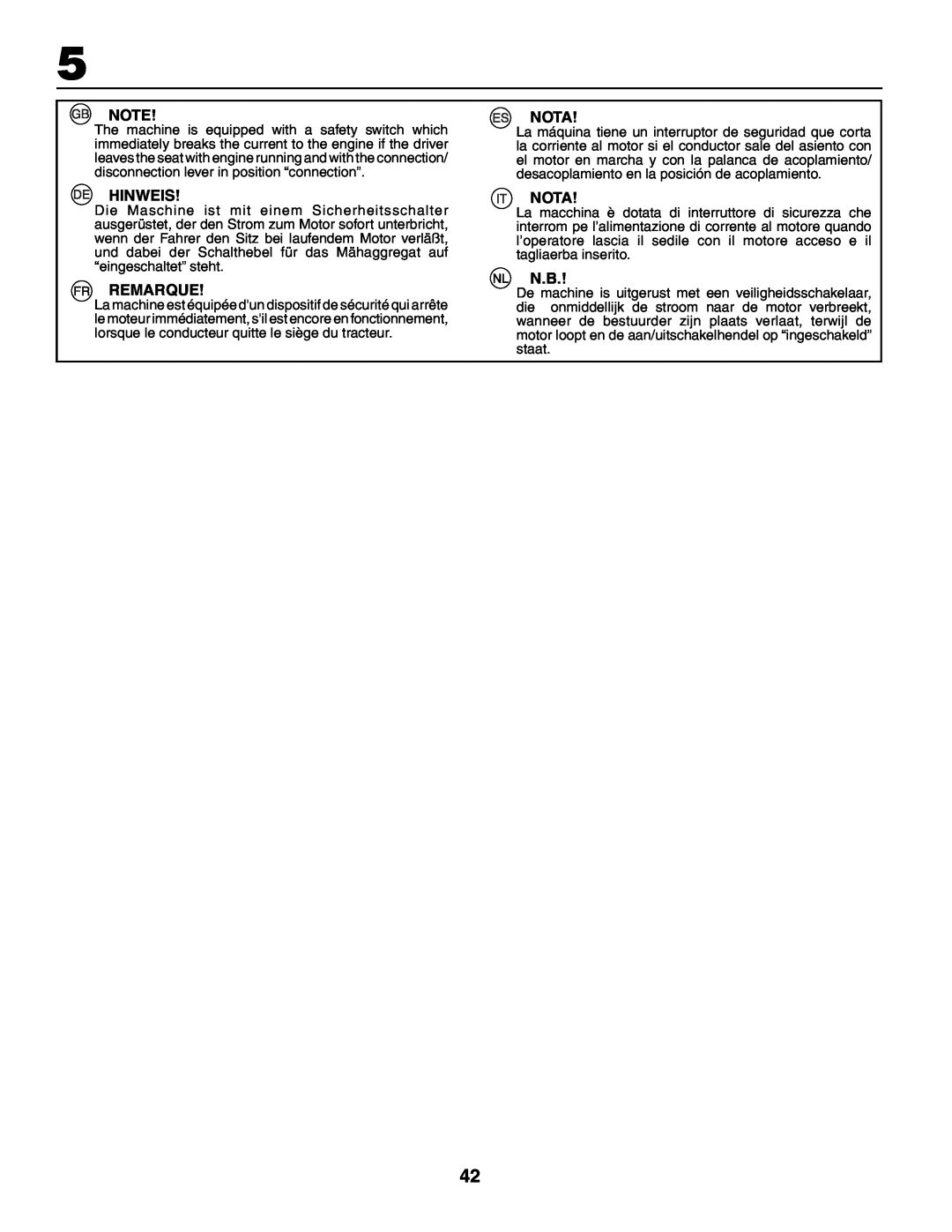 Husqvarna YTH210XP instruction manual Hinweis, Remarque, Nota 