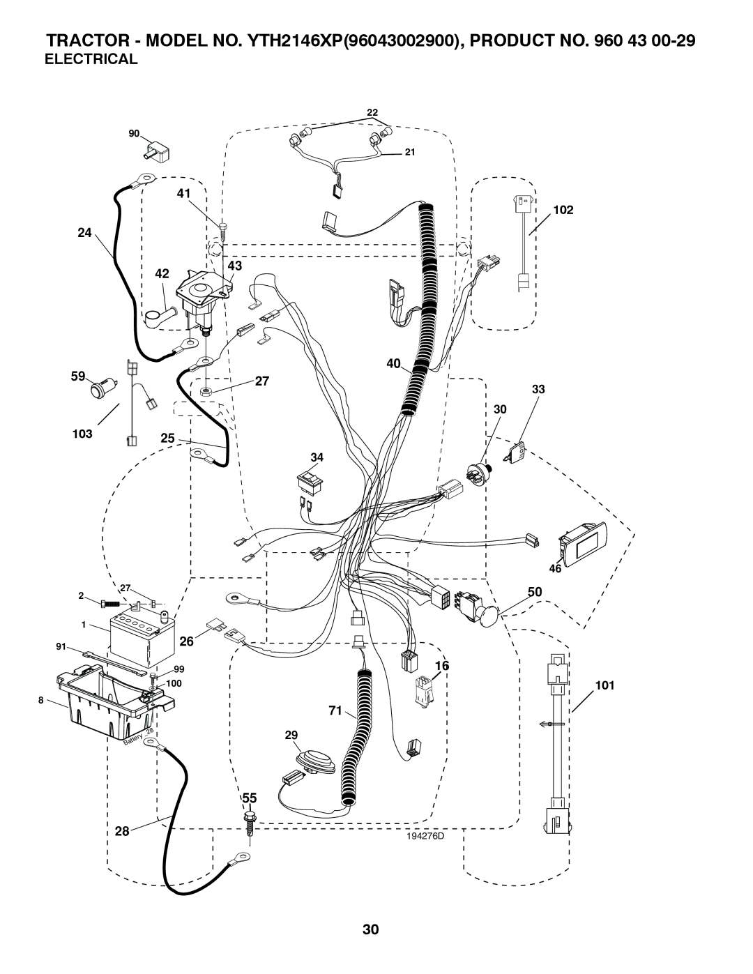 Husqvarna YTH2146XP owner manual Electrical 