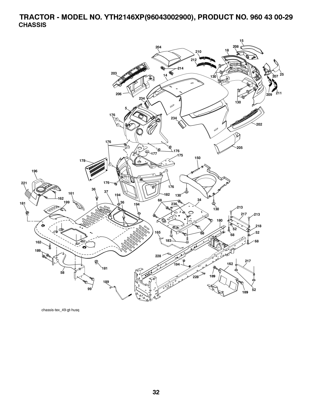 Husqvarna YTH2146XP owner manual Chassis 