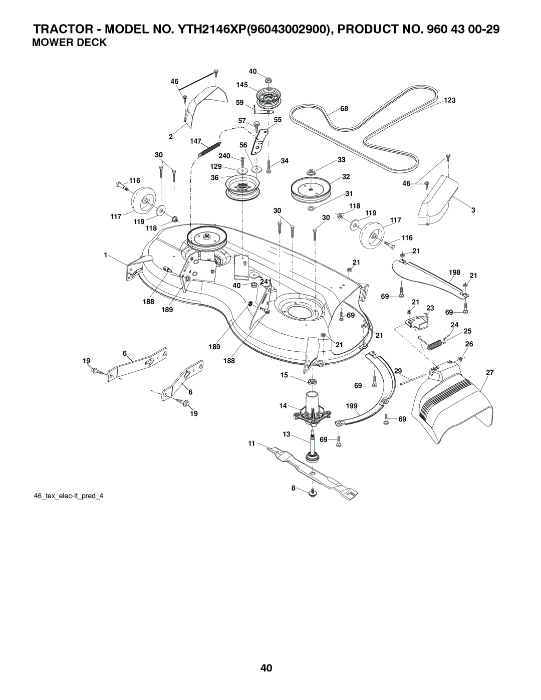 Husqvarna YTH2146XP owner manual Mower Deck 