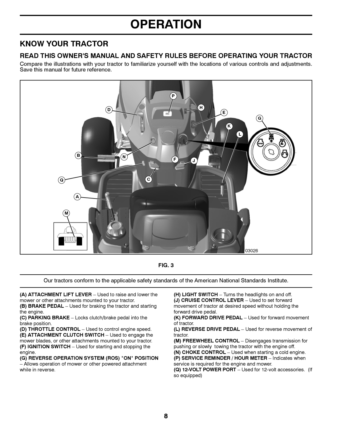 Husqvarna YTH2146XP owner manual Know Your Tractor, G Reverse Operation System Ros On Position 