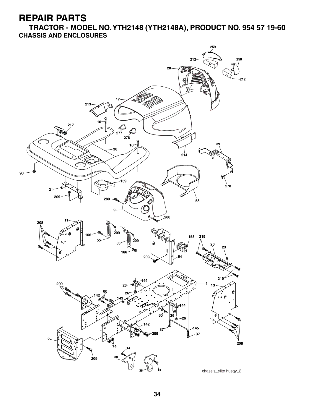 Husqvarna YTH2148 owner manual Chassis and Enclosures 