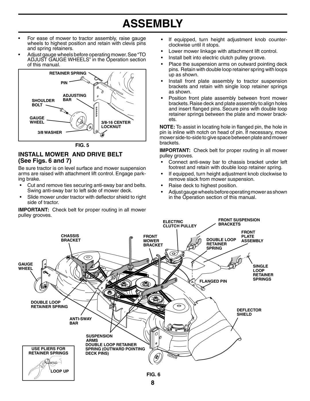 Husqvarna YTH2148 owner manual Install Mower and Drive Belt See Figs 