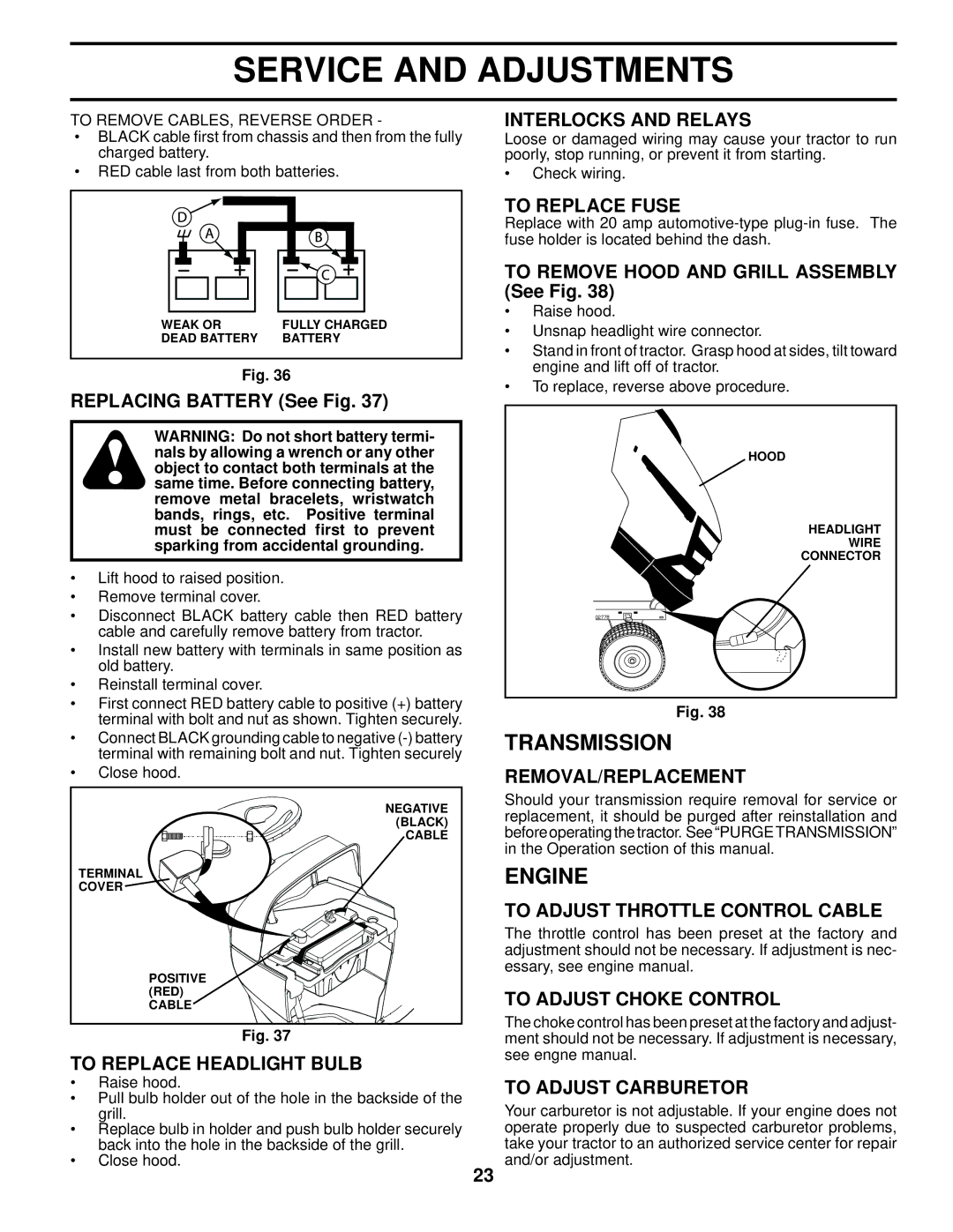 Husqvarna YTH2242 TF owner manual Transmission 