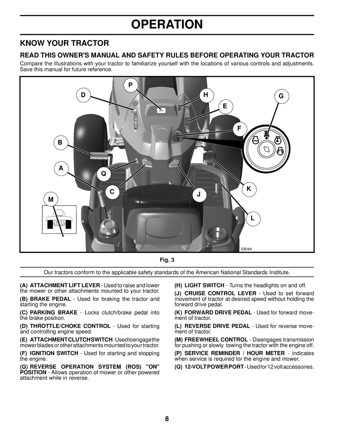 Husqvarna YTH2242 TF owner manual Know Your Tractor, Cjk 