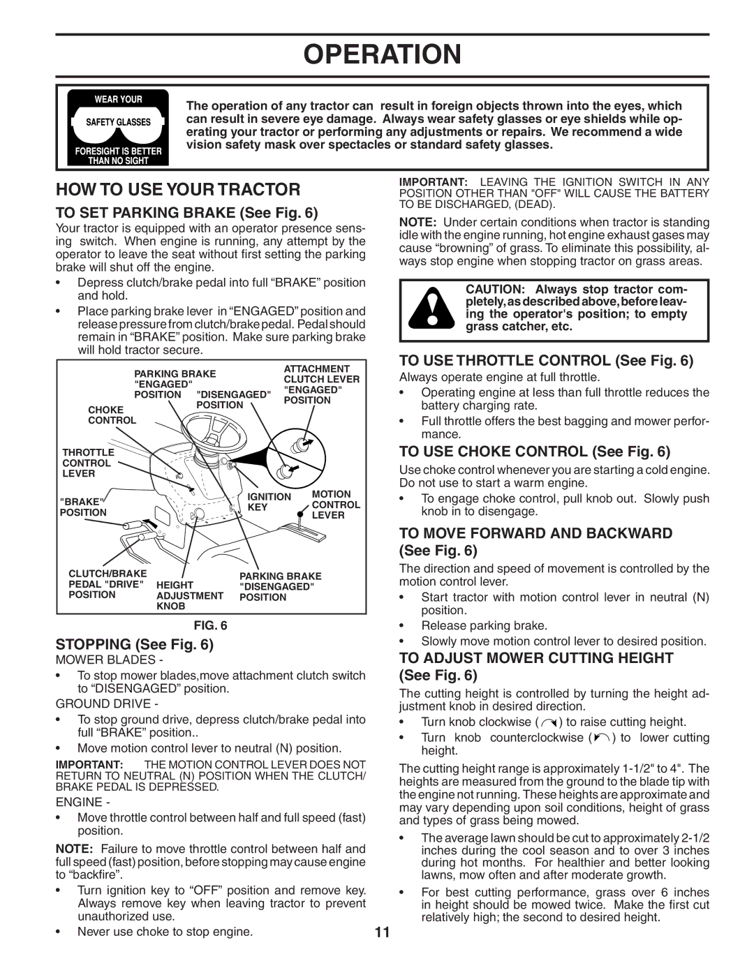 Husqvarna YTH2242 owner manual HOW to USE Your Tractor 