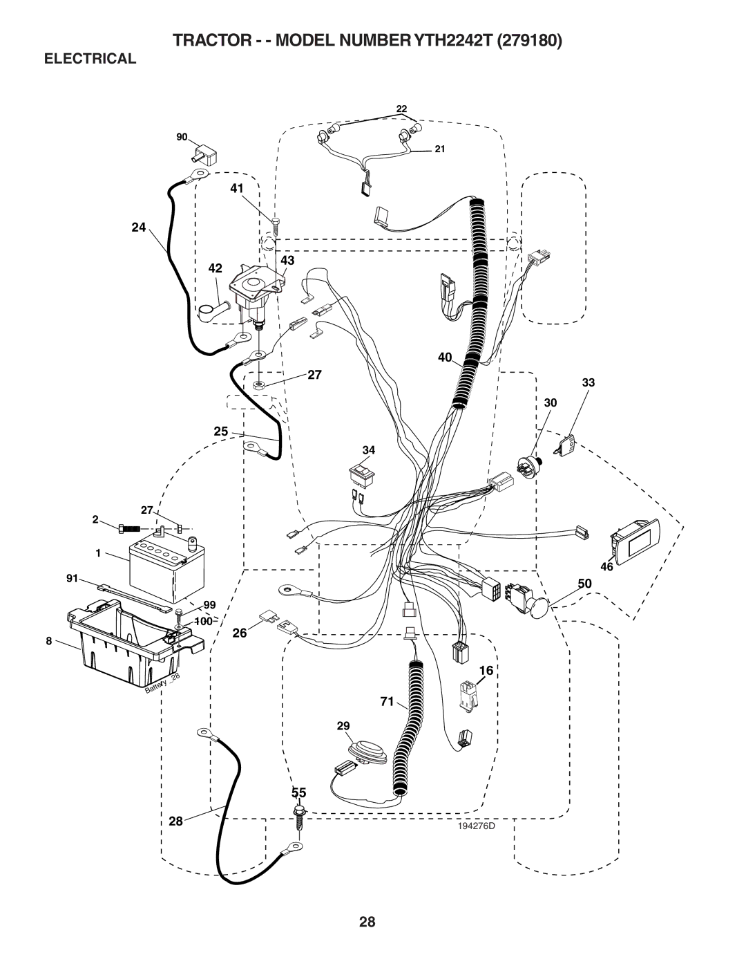 Husqvarna YTH2242T owner manual Electrical 