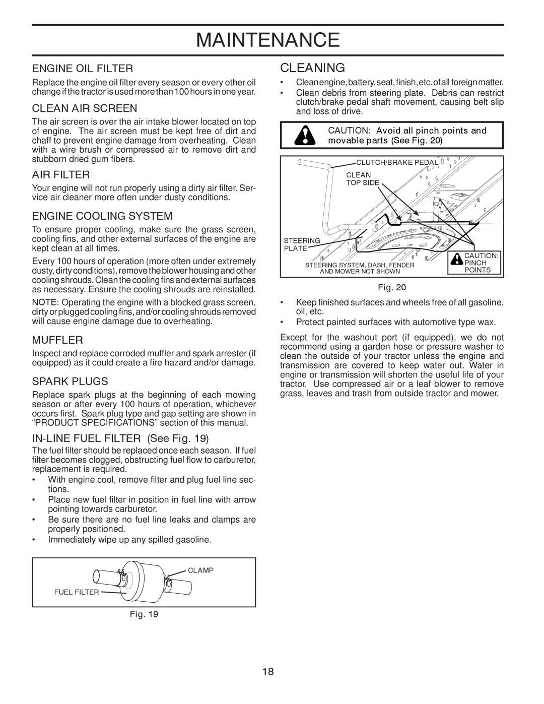 Husqvarna YTH2242TDRF owner manual Cleaning 