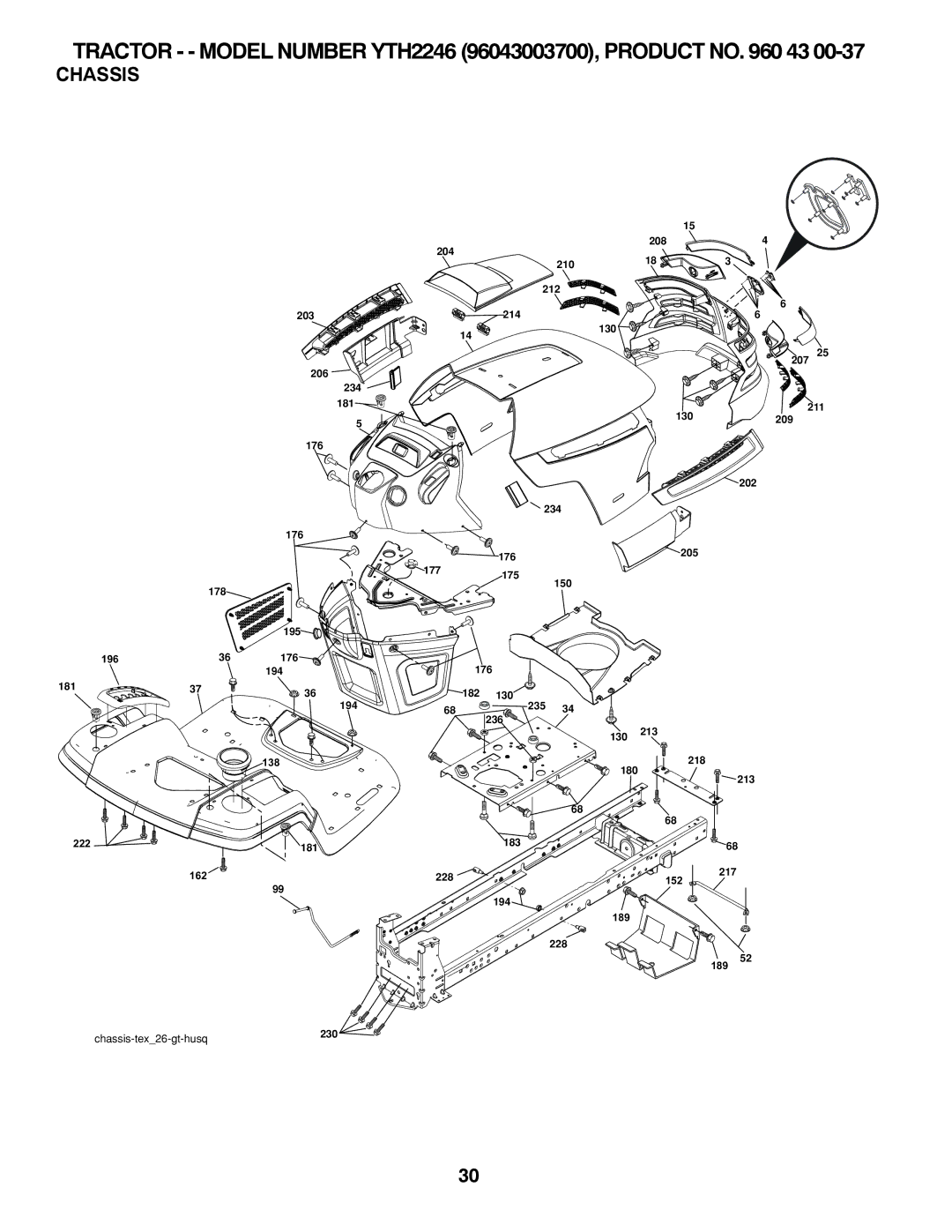 Husqvarna YTH2246 owner manual Chassis 