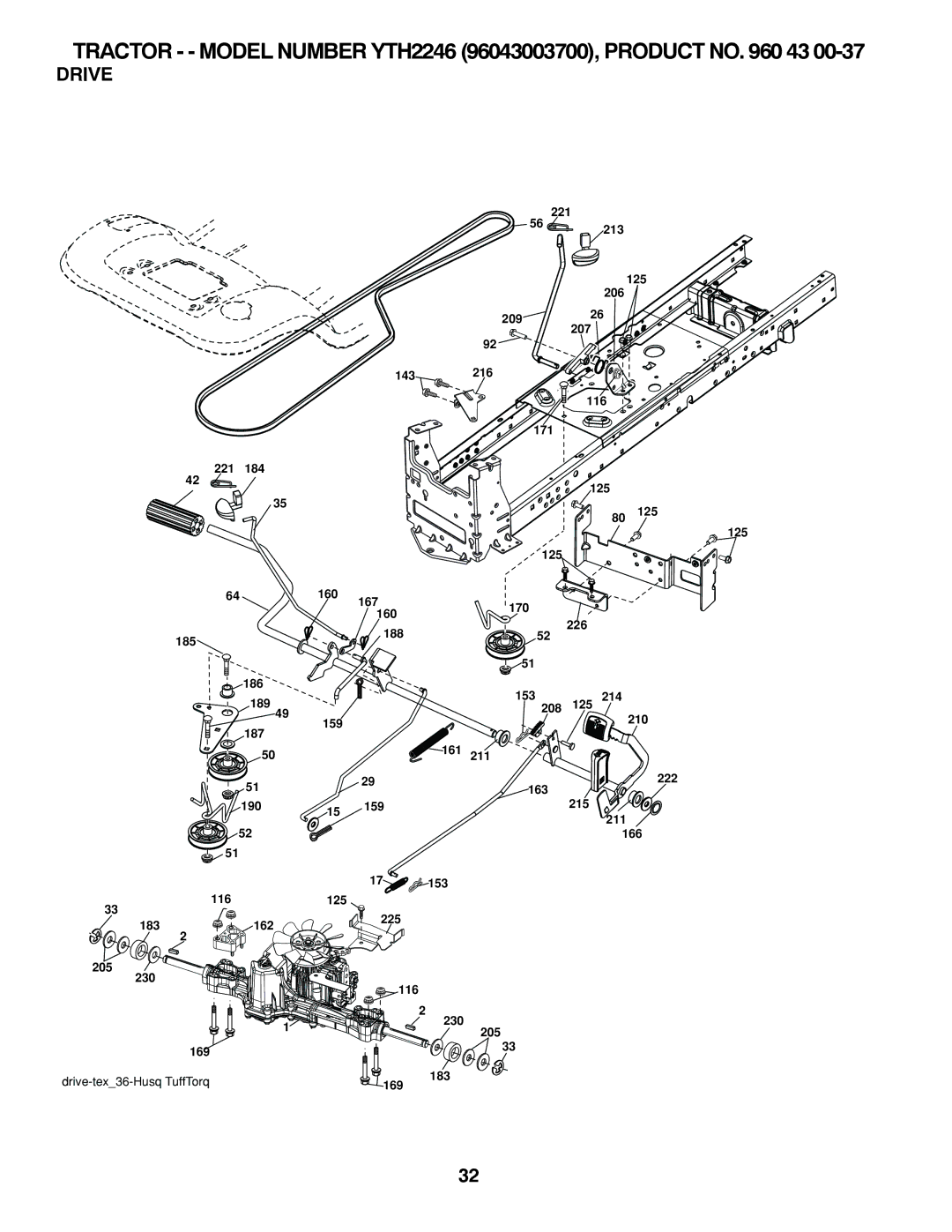 Husqvarna YTH2246 owner manual Drive 