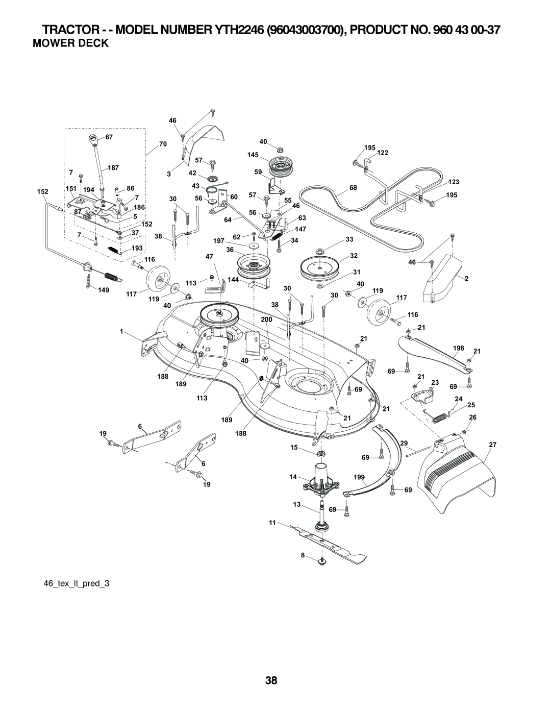 Husqvarna YTH2246 owner manual Mower Deck 