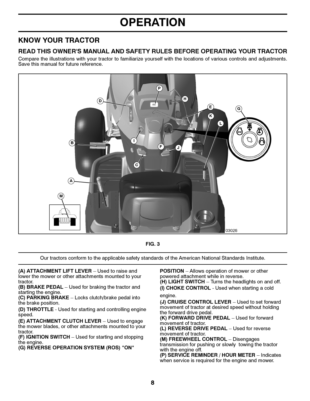 Husqvarna YTH2246 owner manual Know Your Tractor, G Reverse Operation System Ros On 