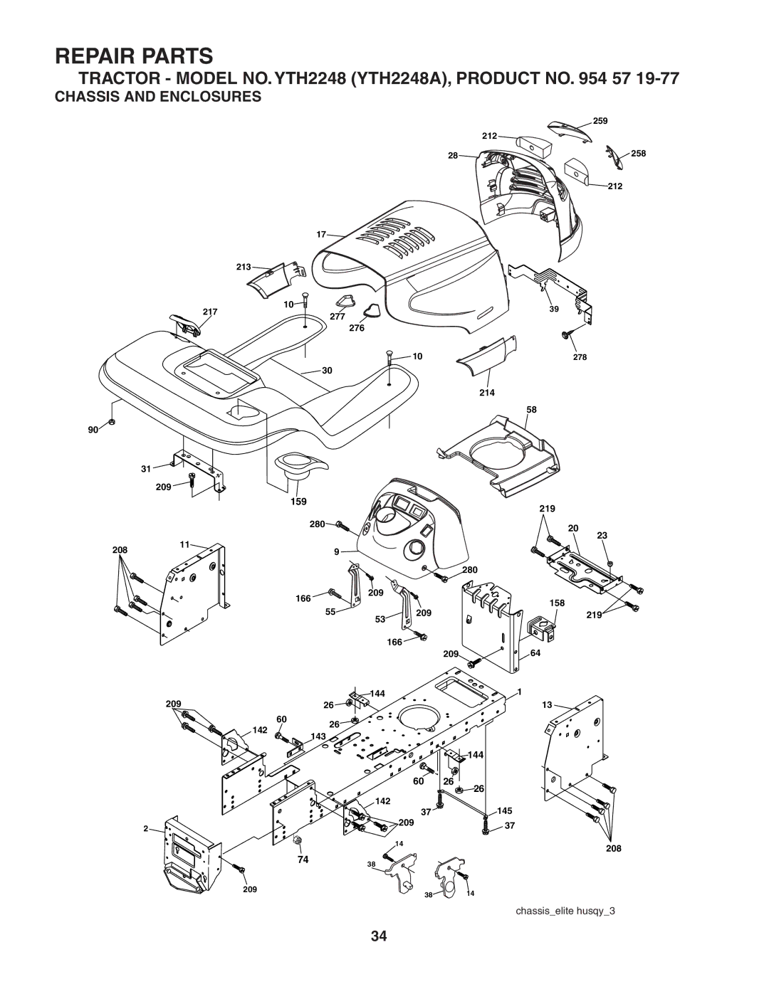 Husqvarna YTH2248 owner manual Chassis and Enclosures 