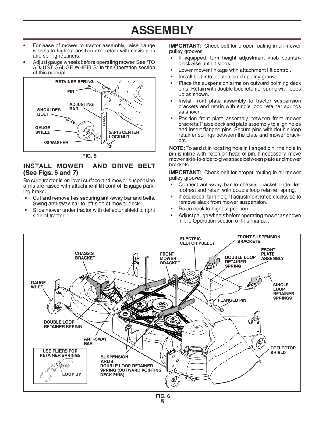 Husqvarna YTH2248 owner manual Install Mower and Drive Belt See Figs 