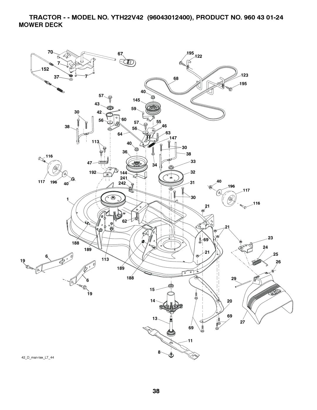 Husqvarna YTH22V42 owner manual 145 113 147 116 192 144 117 196 241 242 123 195 