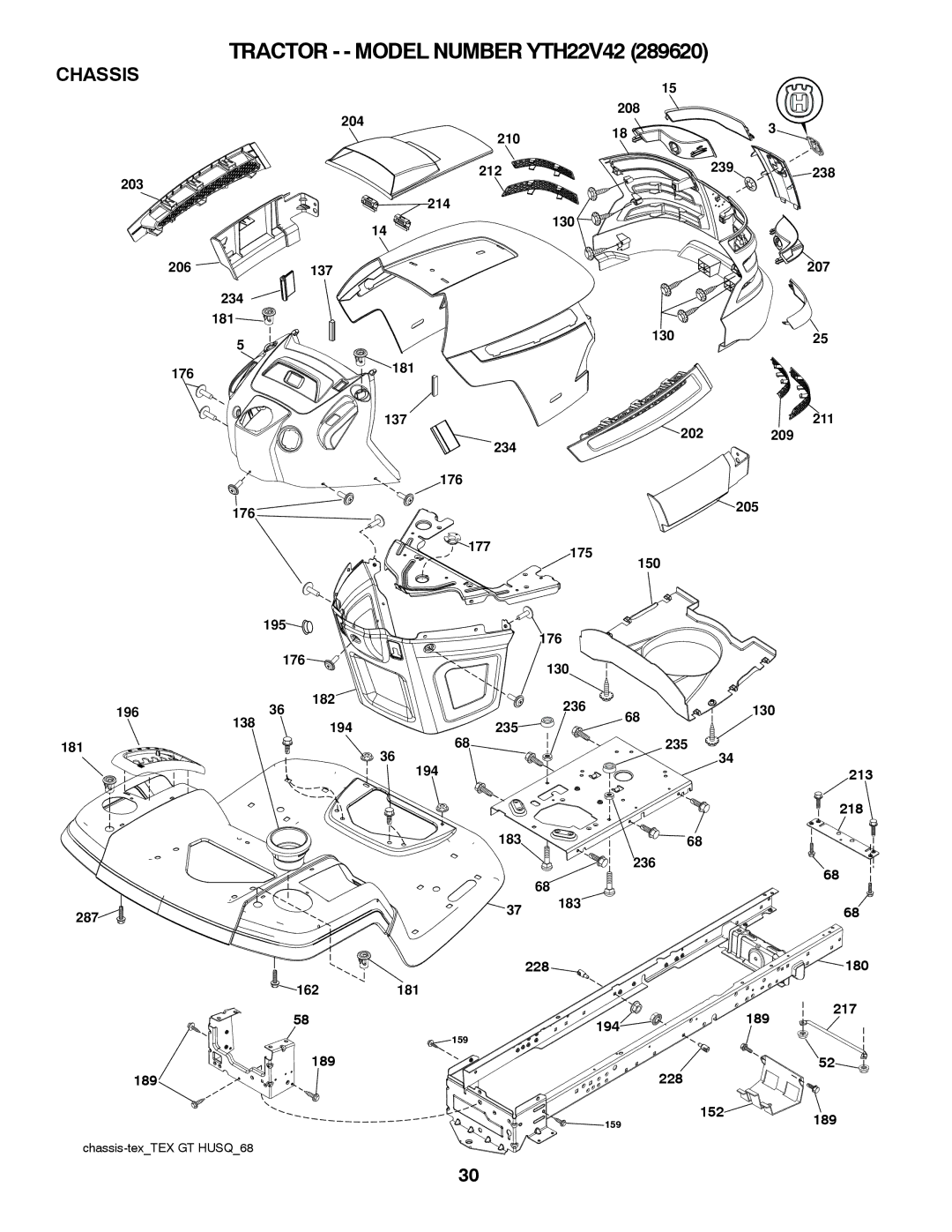 Husqvarna YTH22V42 owner manual Chassis 