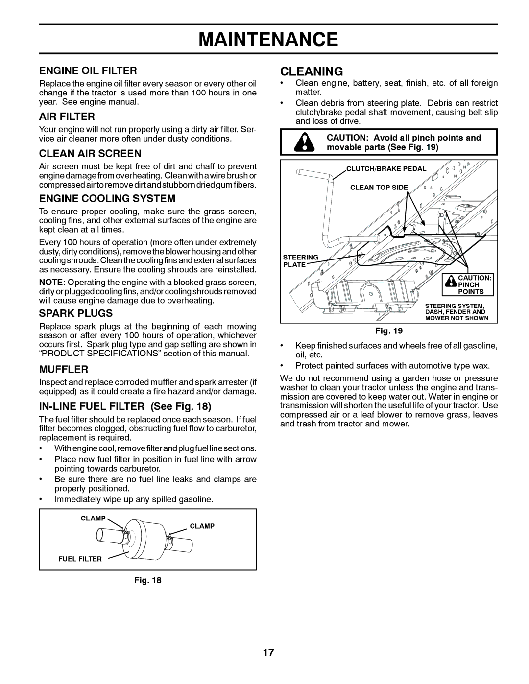 Husqvarna YTH22V42 warranty Cleaning 