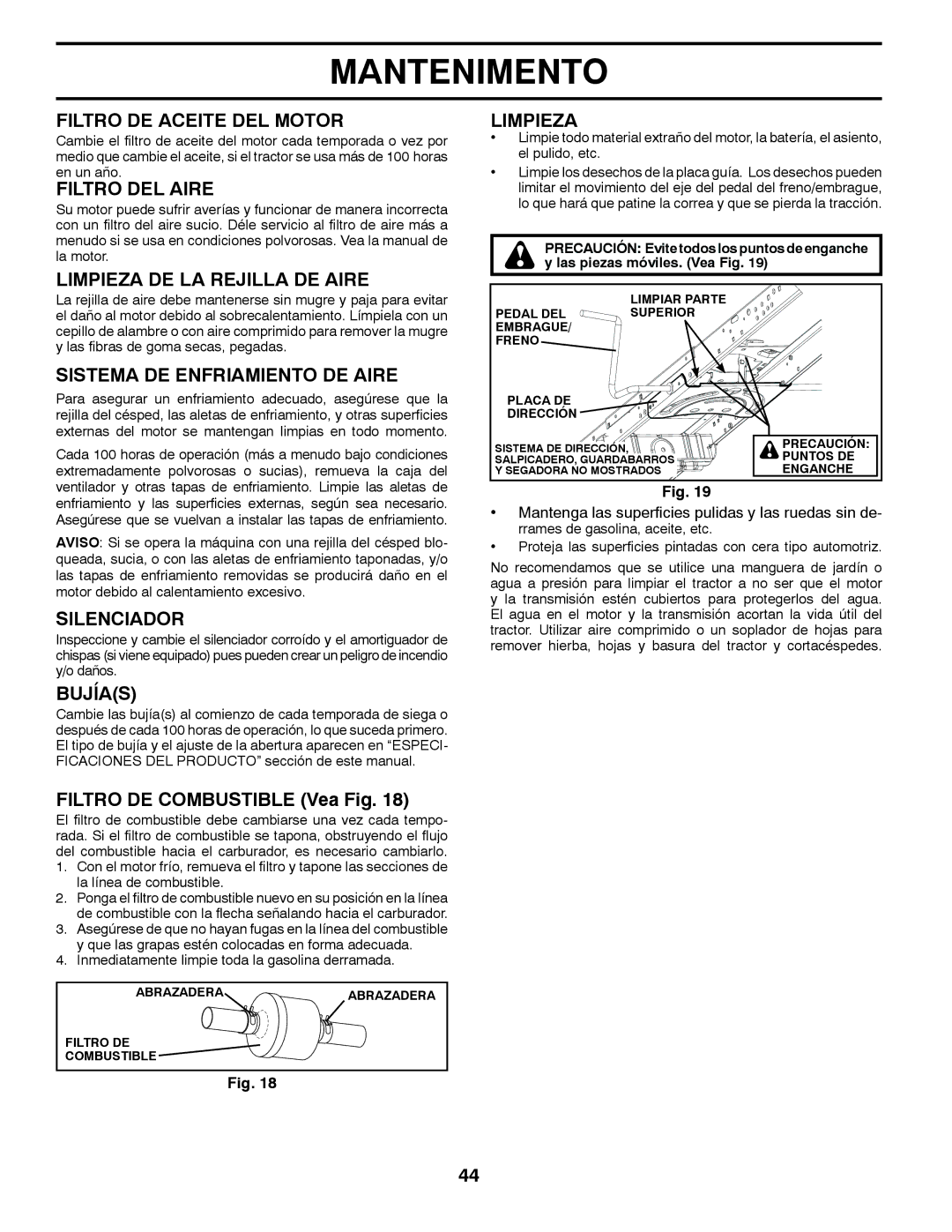 Husqvarna YTH22V42 Filtro DE Aceite DEL Motor, Filtro DEL Aire, Limpieza DE LA Rejilla DE Aire, Silenciador, Bujías 