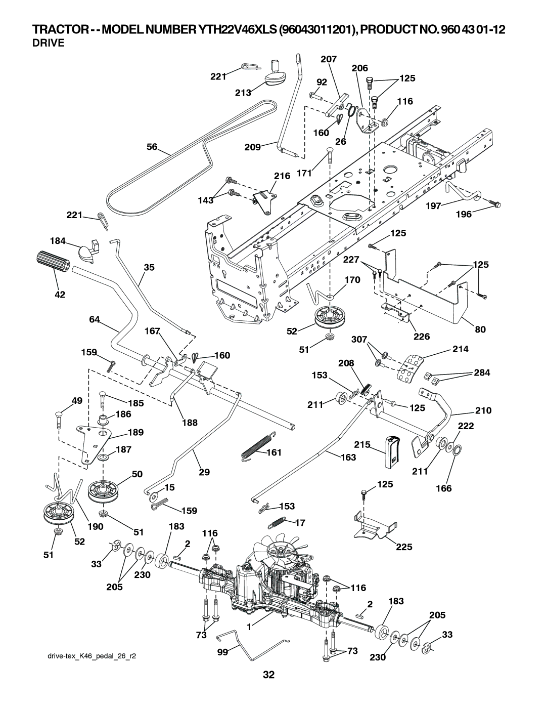 Husqvarna YTH22V46XLS owner manual Drive 