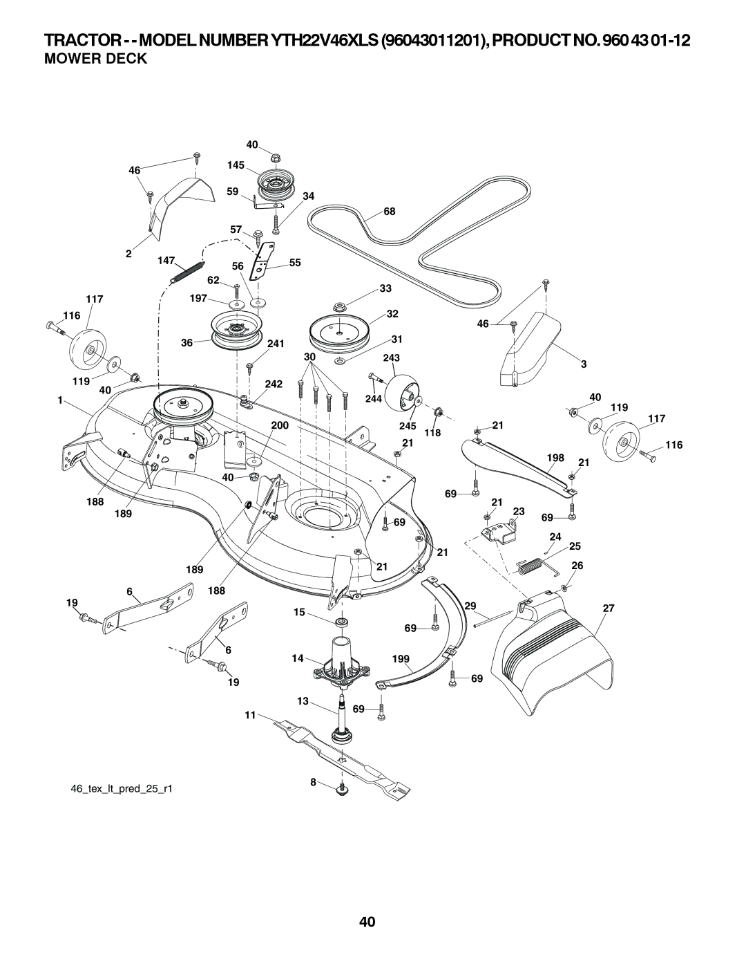 Husqvarna YTH22V46XLS owner manual Mower Deck 