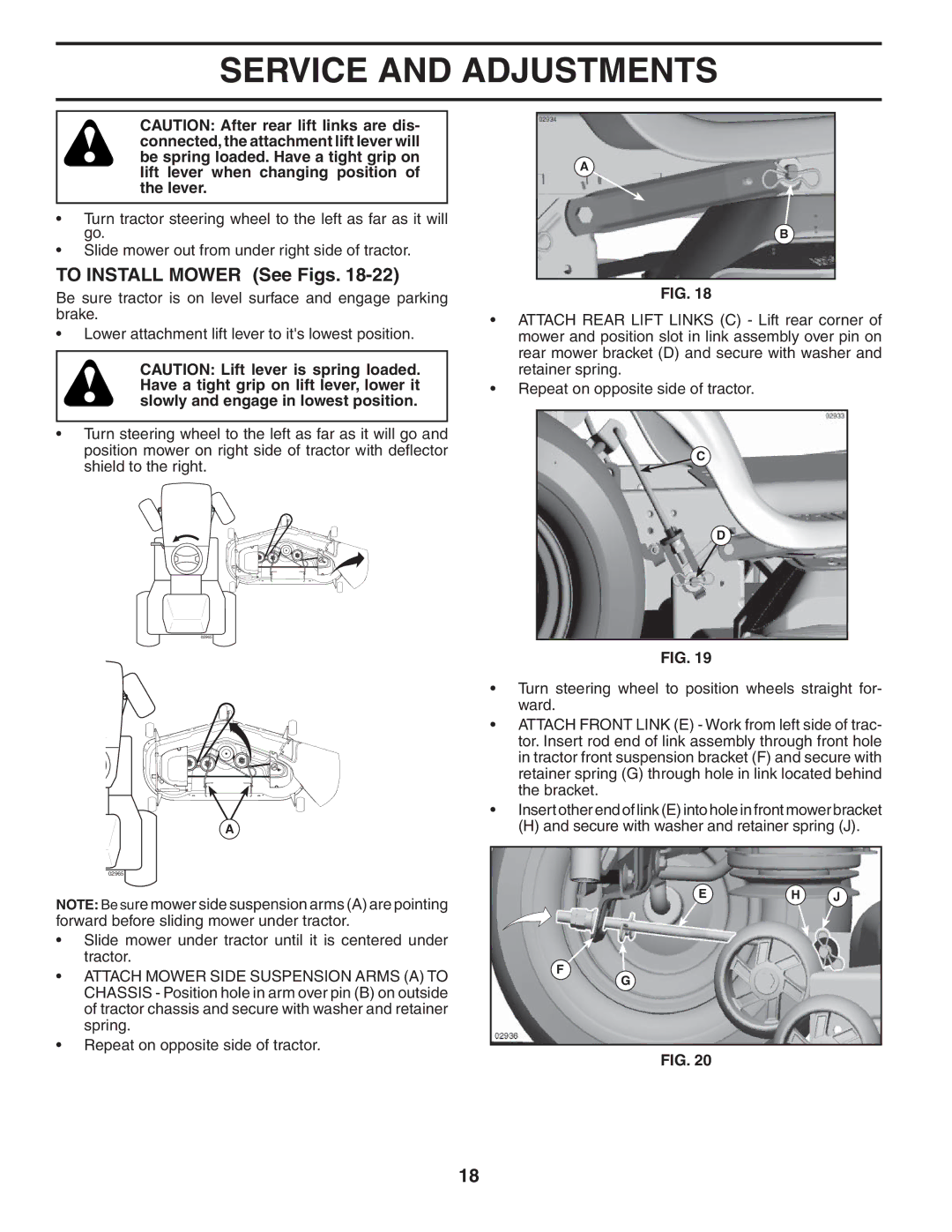 Husqvarna YTH2348 owner manual To Install Mower See Figs 