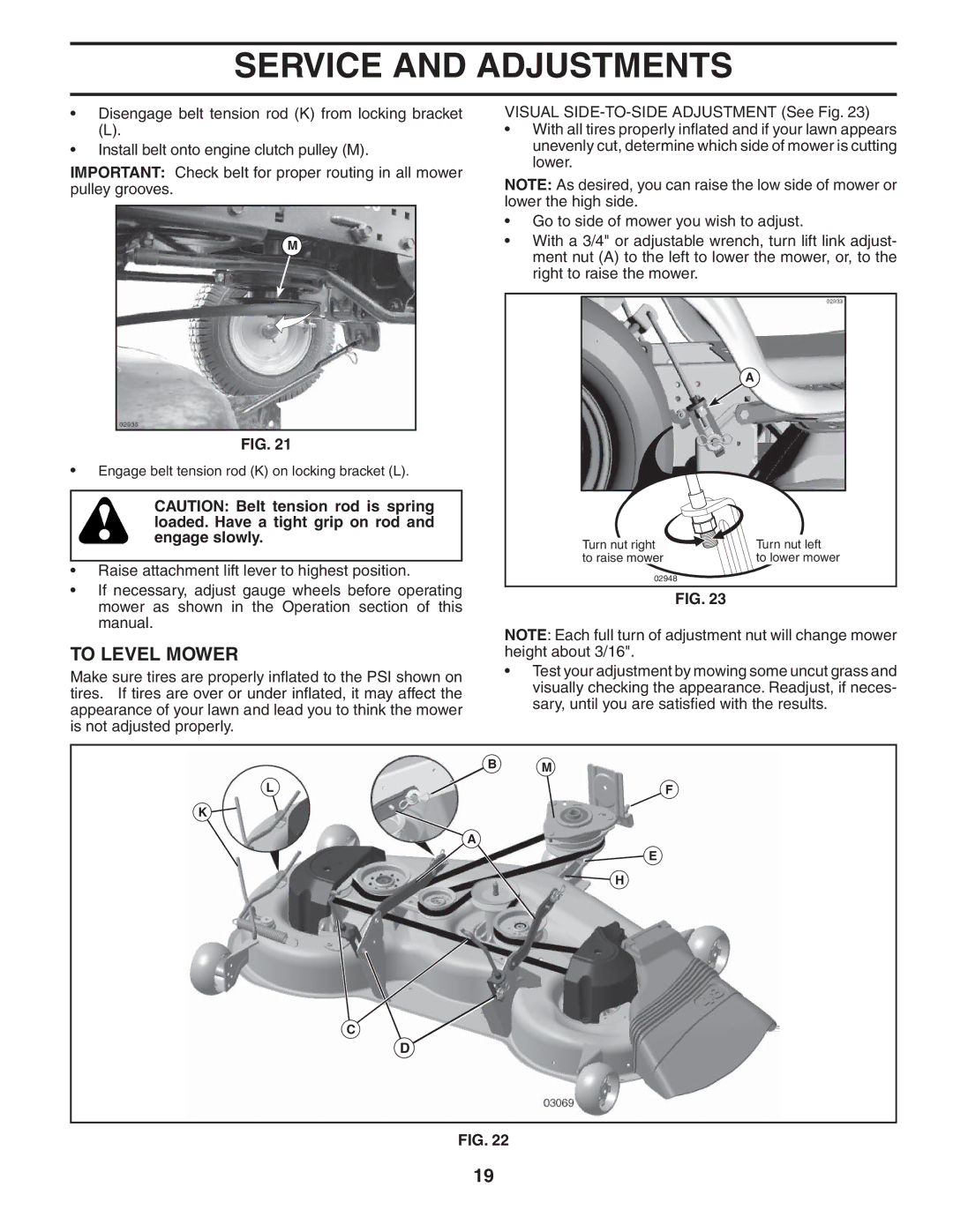 Husqvarna YTH2348 owner manual To Level Mower 