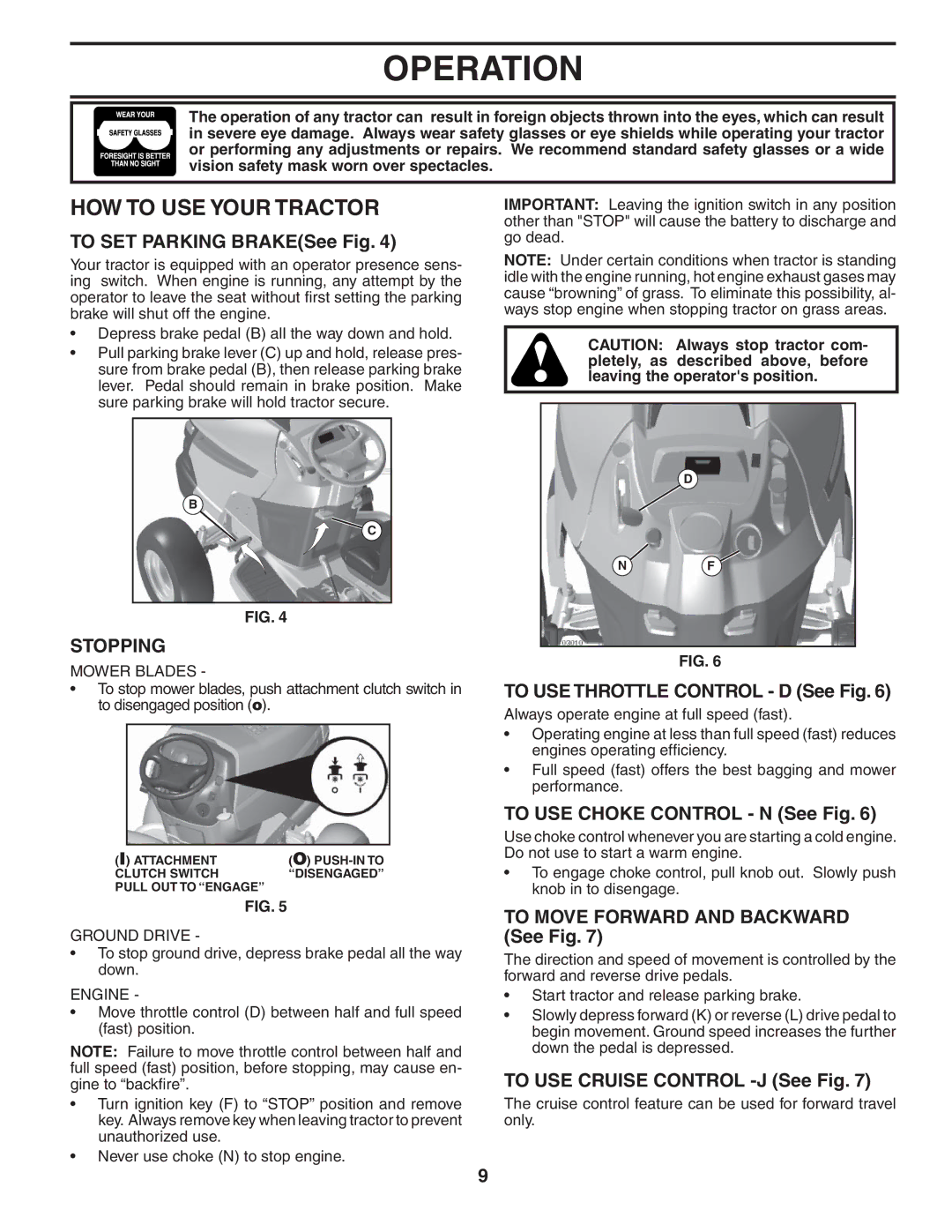 Husqvarna YTH2348 owner manual HOW to USE Your Tractor, Stopping 