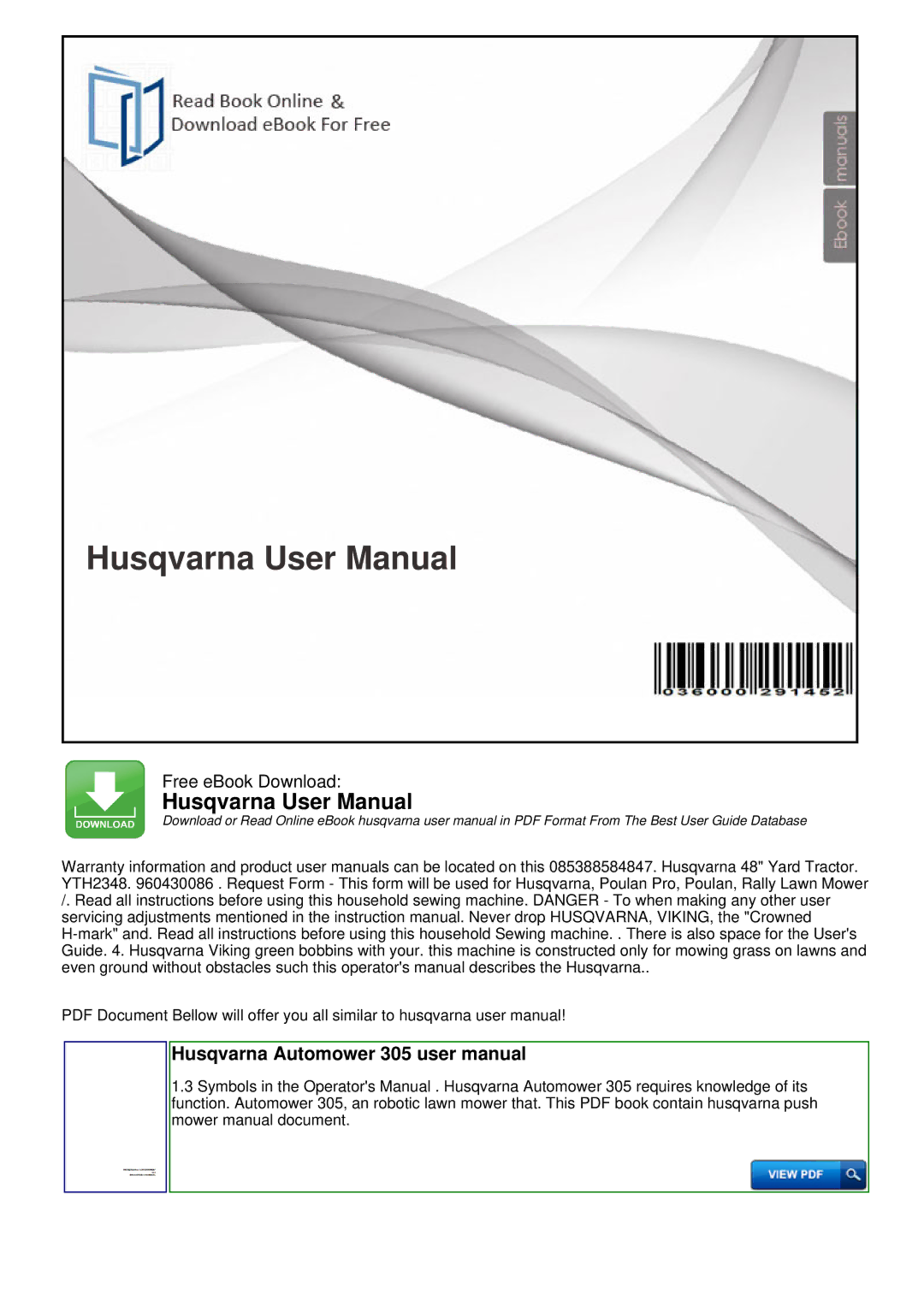 Husqvarna YTH2348 user manual Free eBook Download 