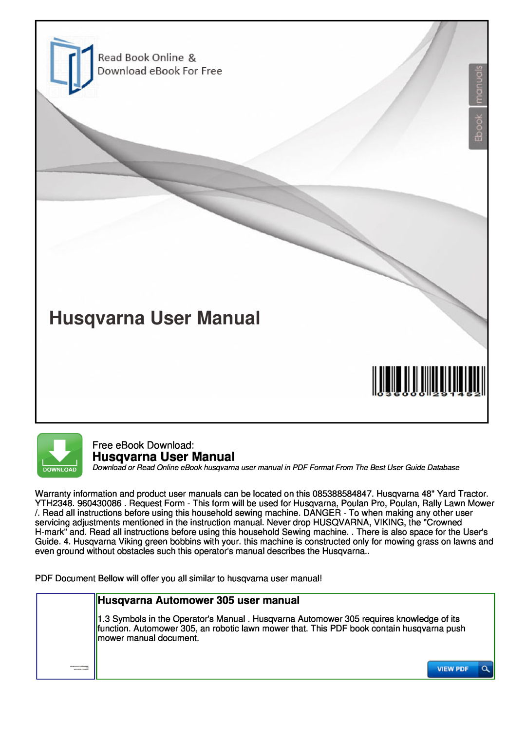 Husqvarna YTH2348 user manual Husqvarna User Manual, Free eBook Download 