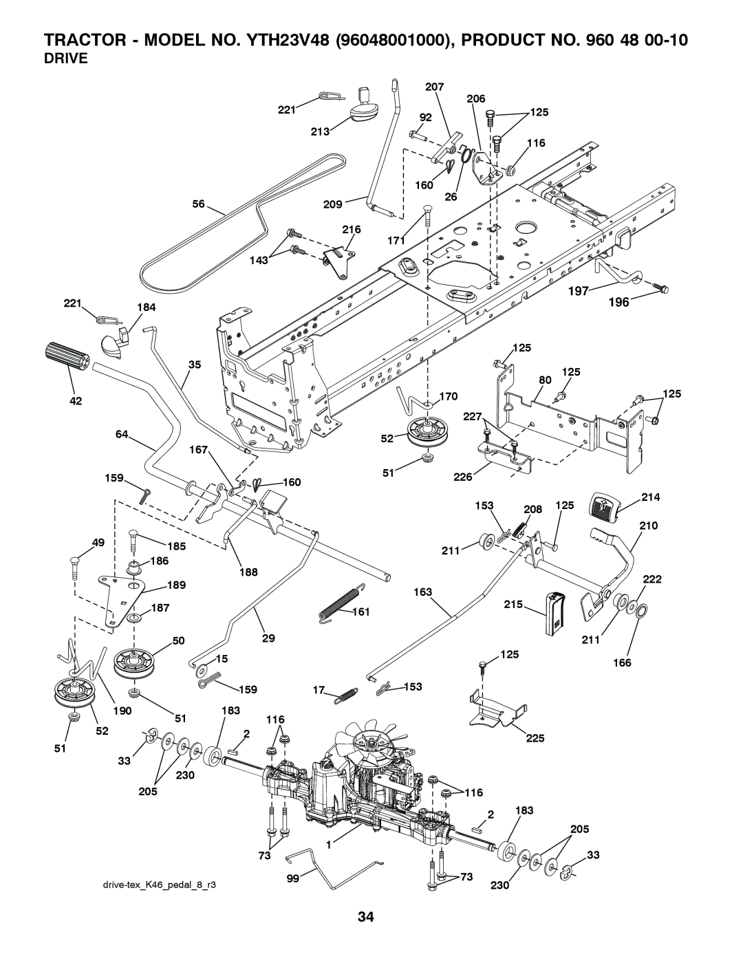 Husqvarna YTH23V48 owner manual Drive, 196 