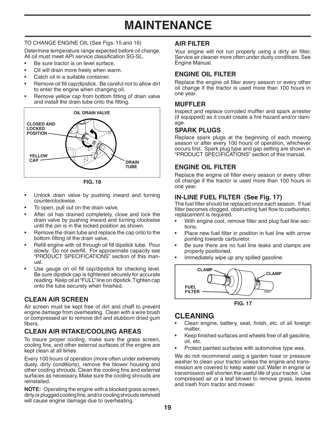 Husqvarna YTH2448 manual Cleaning 