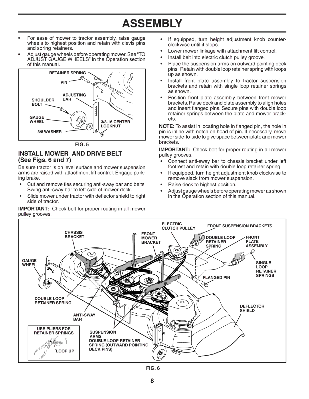 Husqvarna YTH2448 manual Install Mower and Drive Belt See Figs 