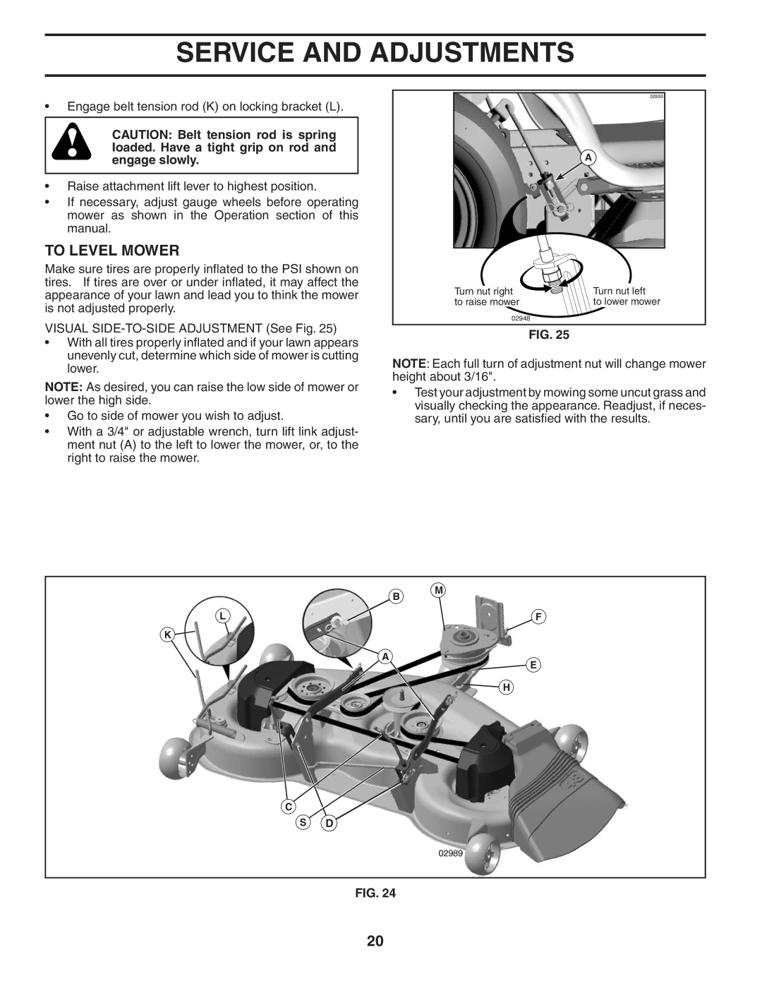 Husqvarna YTH2448T owner manual To Level Mower 