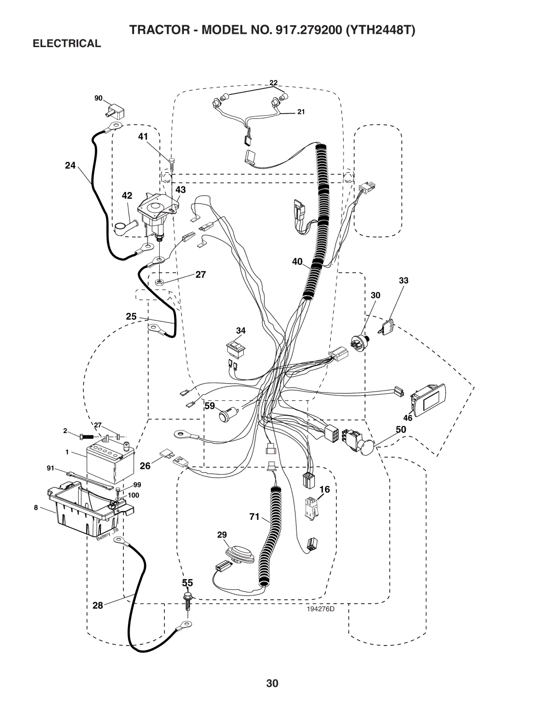 Husqvarna YTH2448T owner manual Electrical 