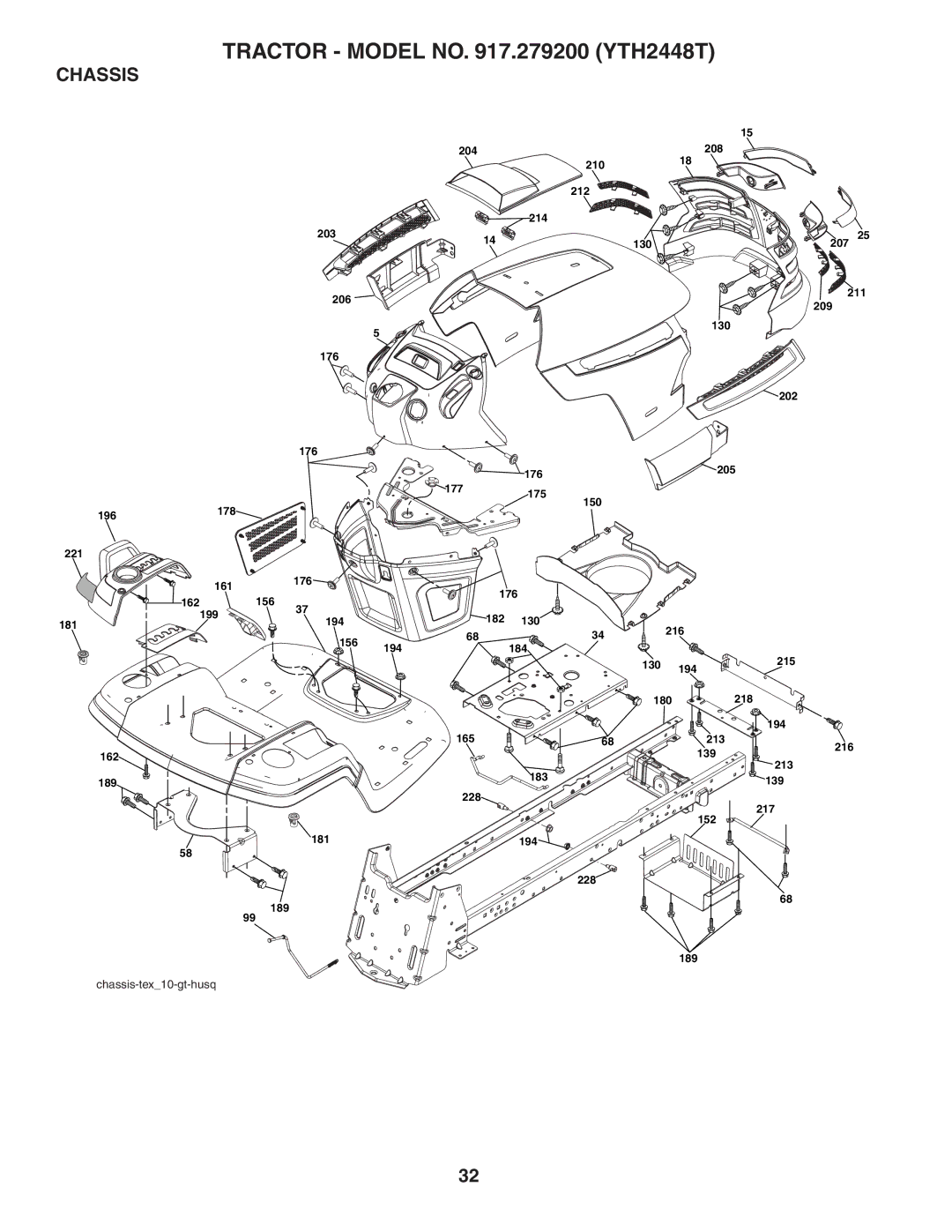 Husqvarna YTH2448T owner manual Chassis 