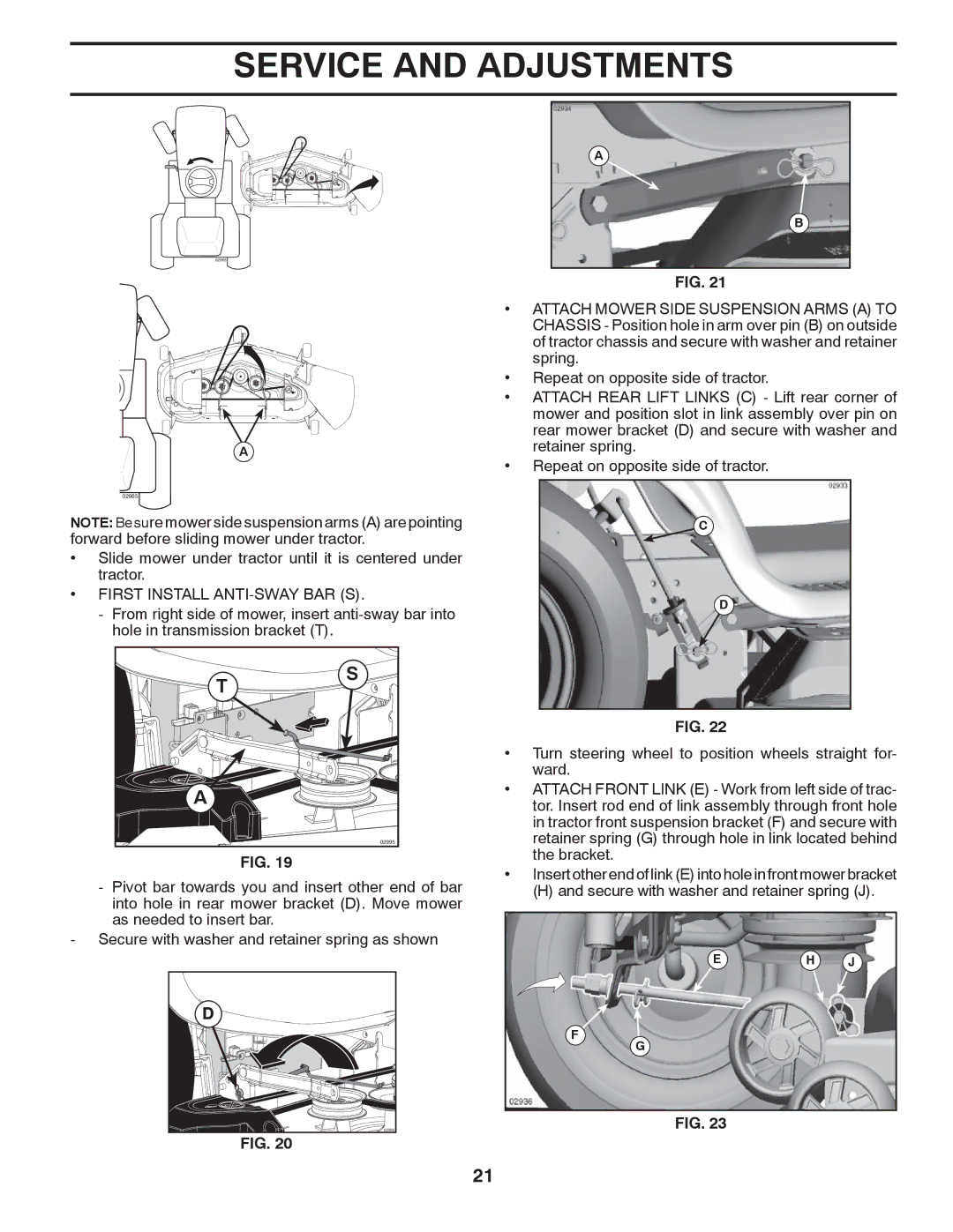 Husqvarna YTH2454 owner manual First Install ANTI-SWAY BAR S 