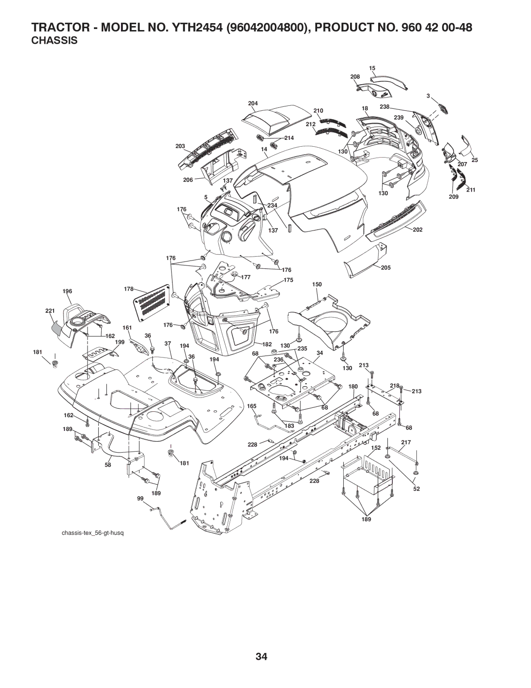 Husqvarna YTH2454 owner manual Chassis 