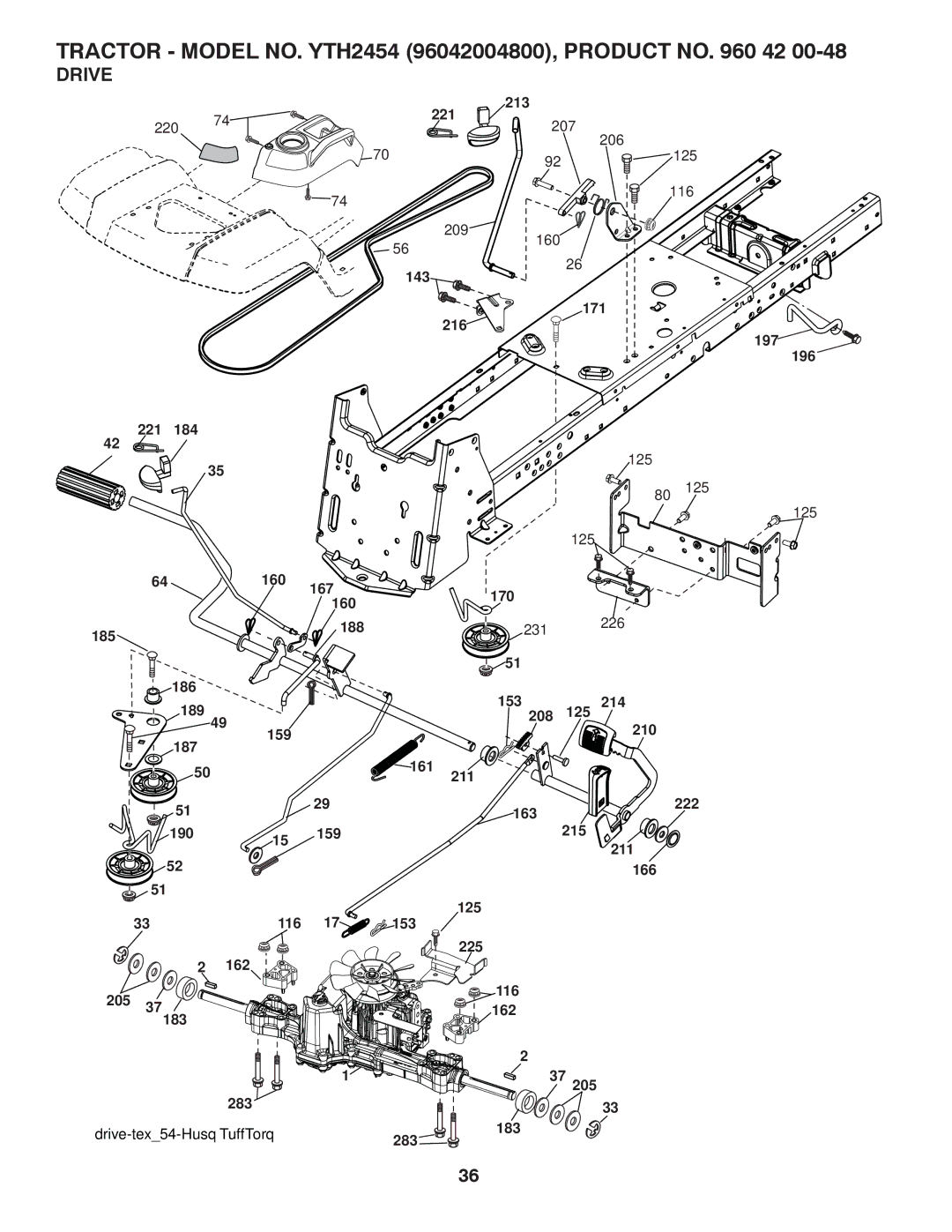 Husqvarna YTH2454 owner manual Drive 