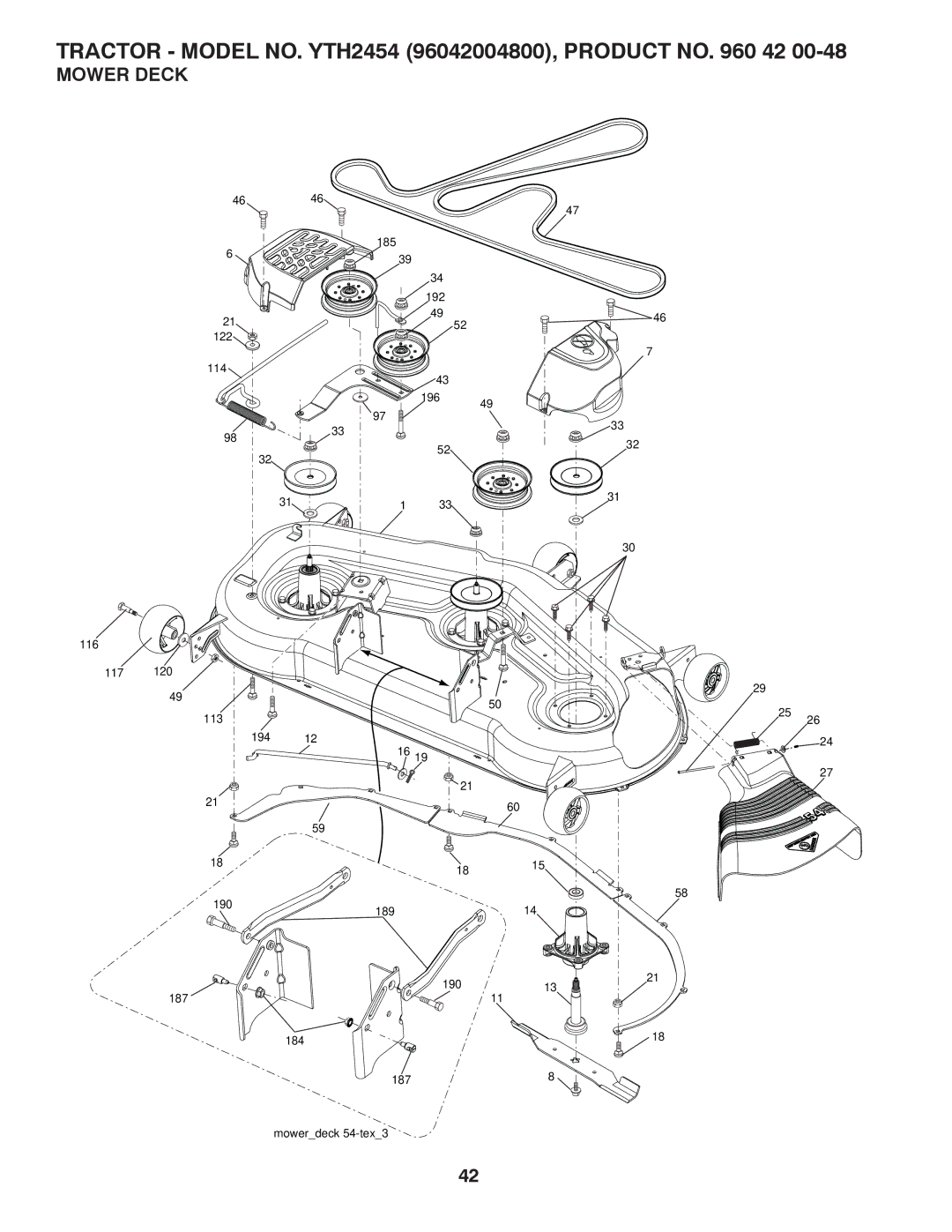 Husqvarna YTH2454 owner manual Mower Deck 