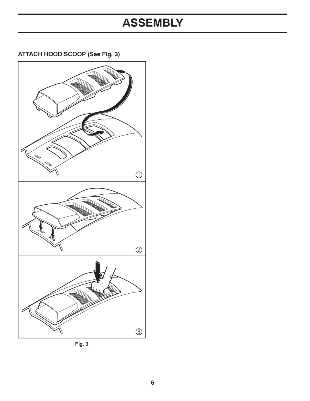 Husqvarna YTH2454 owner manual Attach Hood Scoop See Fig 