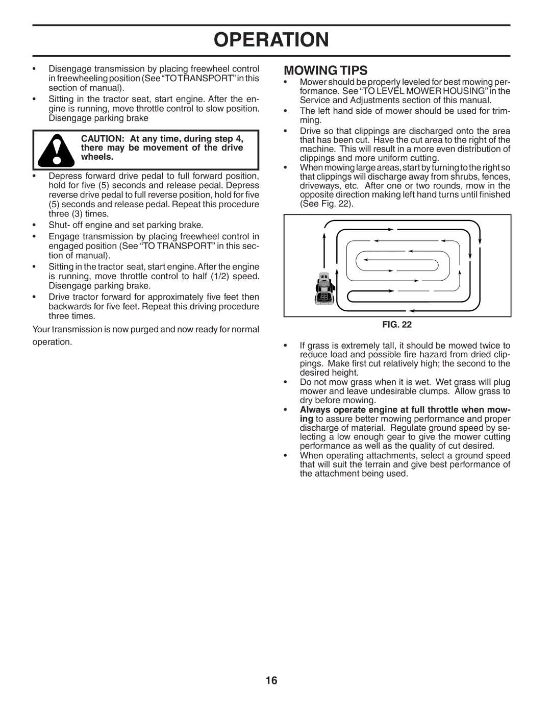 Husqvarna YTH2454T owner manual Mowing Tips 