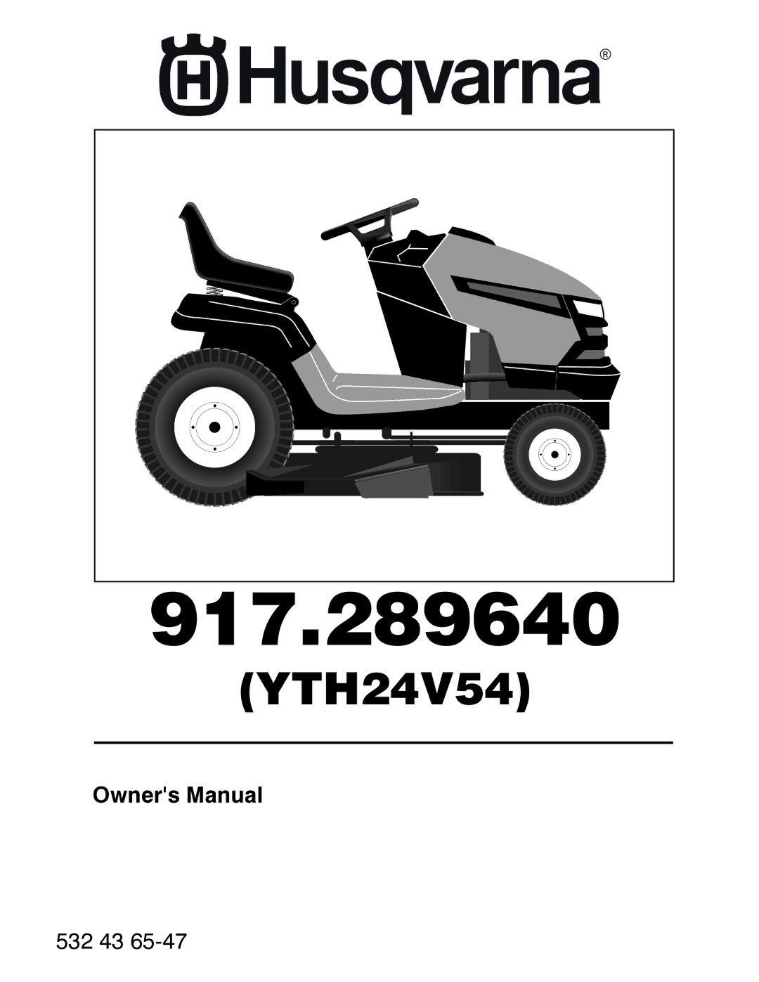 Husqvarna YTH24V54 owner manual 917.289640 