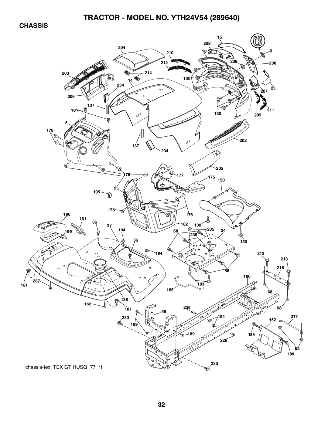 Husqvarna YTH24V54 owner manual Chassis 