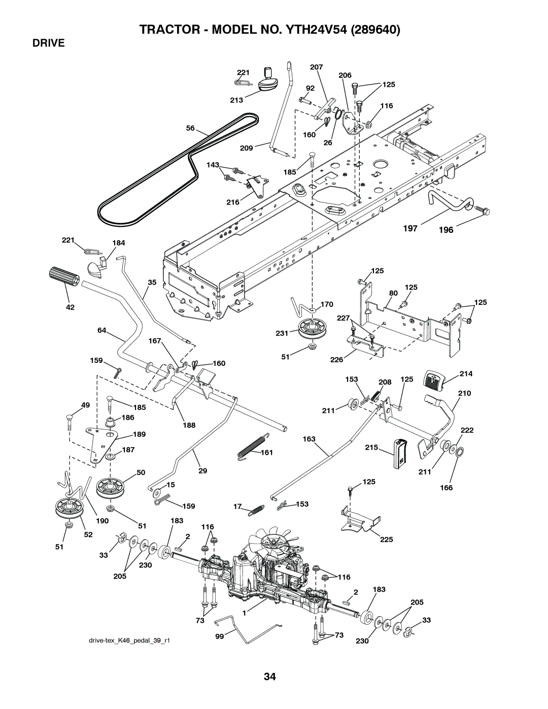 Husqvarna YTH24V54 owner manual Drive, 197 