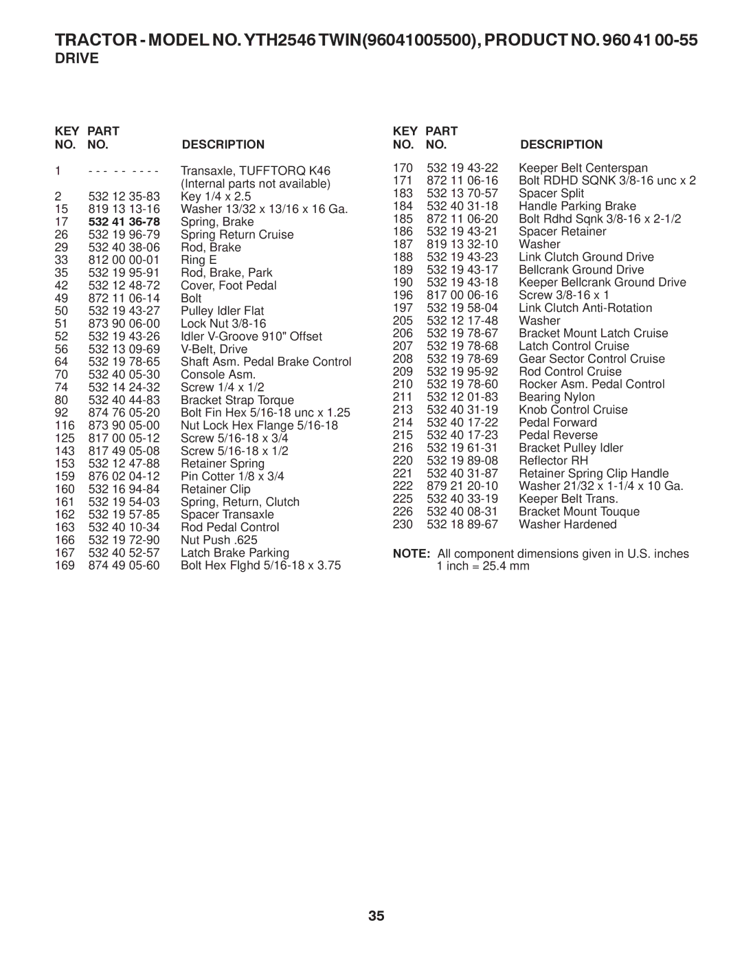 Husqvarna YTH2546 owner manual 532 41 